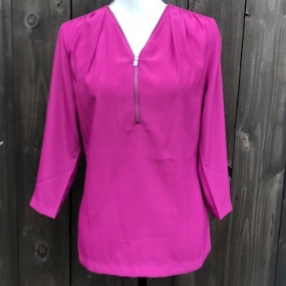G by Giuliana Tops - G By Giuliana Rancic Zip Front V-Nek 3/4 Sleeve Sz S